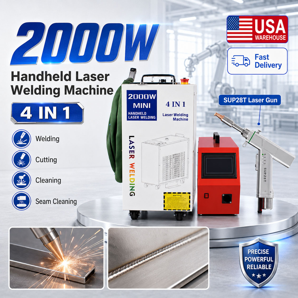 Laser Soldering Machine Handheld - 2000W Laser Welding 4 in 1Laser