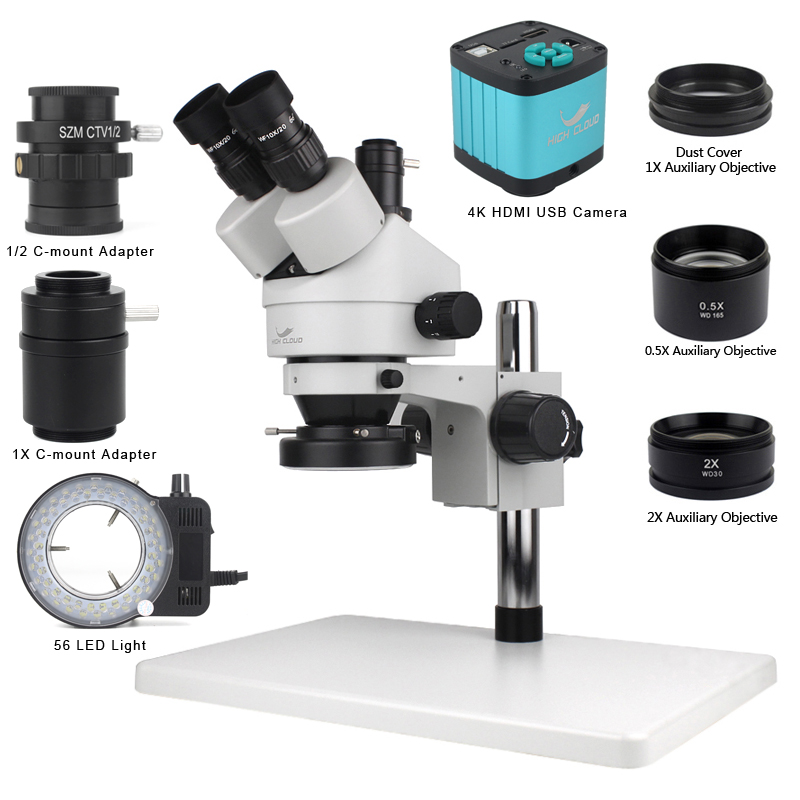 Simul-Focal Industrial Microscope 4K Hdmi - Phone PCB Soldering Repair Lab Industrial